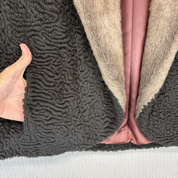 Vintage The Parisian Black Persian Lamb W/ Mink Collar Women's Jacket Med Short - Picture 4 of 10